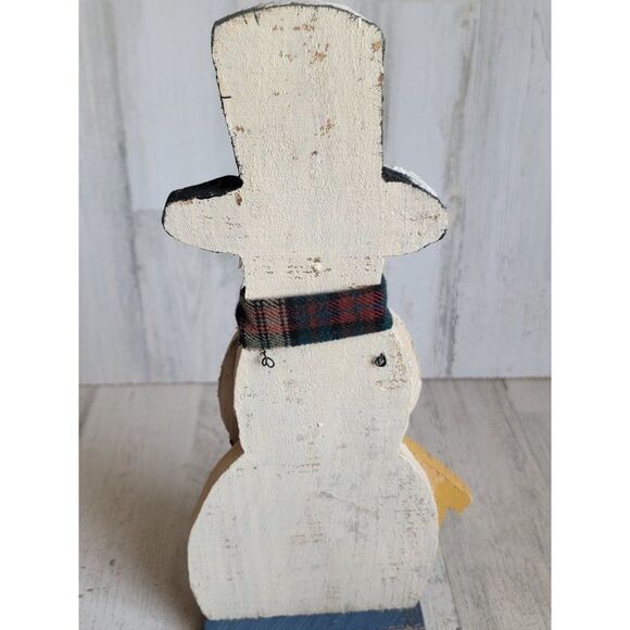 Vintage birdhouse snowman snowflake wooden heart Xmas figure scarf - Picture 7 of 9